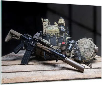 Produktbild von Bilder auf glas - Militaria Gewehr - 100x70cm - Glasbilder - Wandbilder - Kunstdruck - zum Aufhängen bereit - Wanddekoration aus Glas - Glas Bilder - Wandbild auf Glas - Einteilig - GAA100x70-3889