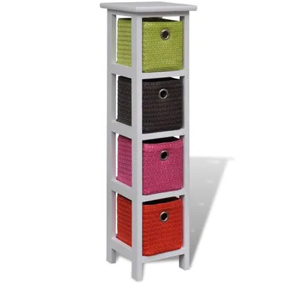 Image de vidaXL Commode à paniers multicolores Bois de paulownia