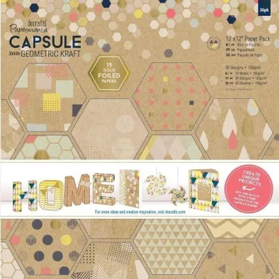Obrázok produktu pre Docrafts Špeciálny papier 36 Geometric Kraft 30x30 cm