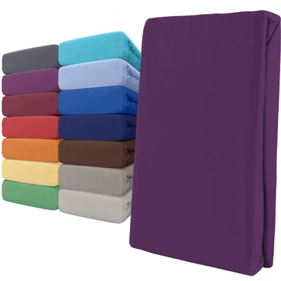 Produktbild von Spannbettlaken Jersey 180-200x200 Lila 100% Baumwolle Rundumgummi