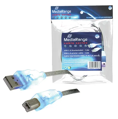 Produktbild von MediaRange USB Kabel A -> B St/St 1.80m blau LEDs
