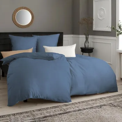 Produktbild von Bettwäsche-Set Mikrofaser Hellblau 135x200 cm 4-teilig bügelfrei Reißverschluss