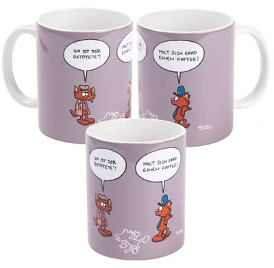 Produktbild von Ralph Ruthe Tasse Katzen - Wo ist der getötete? Kaffeetasse aus Keramik Grau 320 ml