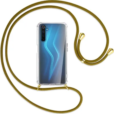Produktbild von Handykette Backcover-Schutzhülle mit Band (Metall goldfarben) für Realme 6 Pro - khaki