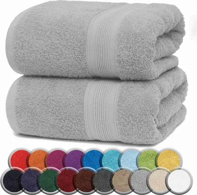 Produktbild von Frottier Badetücher 2er Pack 100x150cm, 100% Baumwolle, Silber grau