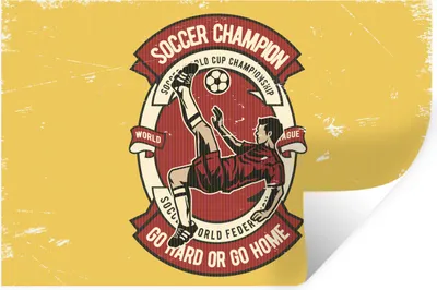 Produktbild von MuchoWow® Wandtattoo Wandsticker Wandaufkleber Fußball - Ball - Mann - Vintage 90x60 cm Selbstklebend und Repositionierbar - Aufkleber