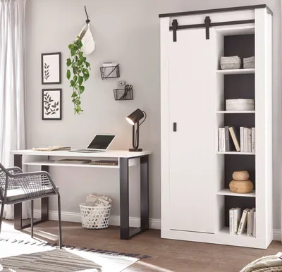 Produktbild von Büromöbel Set "Stove" 2-teilig weiß Pinie Schreibtisch und Aktenschrank