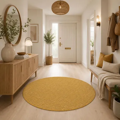 Produktbild von Schlingen Designer Teppich Rund Niva Curry, Größe:100 cm Rund