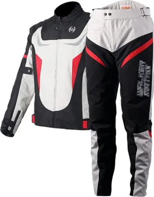 Produktbild von Motorradkombi 2-teiliges Set Mit Protektoren Herren Motorradhose & Motorradjacke Wasserdicht Reflektierend Wärme Textil , rot, 3XL,