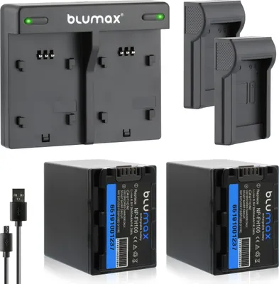 Produktbild von 2x Akku + Lader für Sony NP-FH100 NP-FH40 NP-FH50 NP-FH60 NP-FH70 2400 mAh
