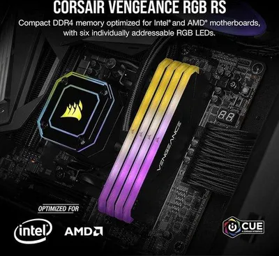 Produktbild von Vengeance RGB RS 16 GB DDR4 3600MHz C18 Desktopgeheugen - 1x16 GB - Dynamisch RGB-licht - Intel & AMD 300/400-serie - Schwarz