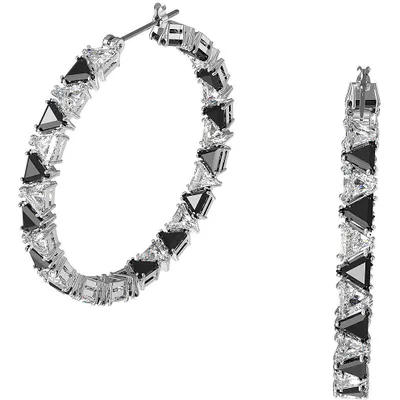 Produktbild von Swarovski Damen Ohrringe Ortyx Kreolen Trilliant-Schliff, Schwarz, Rhodiniert 5616911