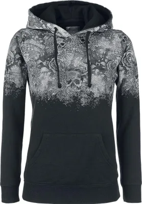 Produktbild von Rock Rebel by EMP Damen schwarzer Hoodie mit Totenkopf-Print M
