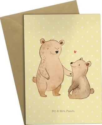 Produktbild von Mr. & Mrs. Panda Beileidskarte Bär Großer Bruder - Gelb Pastell - Geschenk, einladungskarten, Brudi Bester Freund, Muttertag, weihnachtskarten, Geschwister, Bären