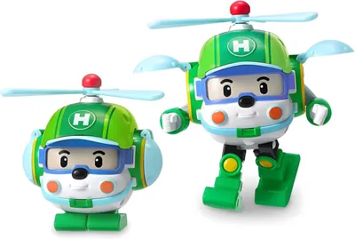 Produktbild von ROBOCAR POLI 54207 Figur Heli by Silverlit, verwandelbare Figur, Roboter oder Auto, 10 cm, grün, ab 3 Jahren, Medium