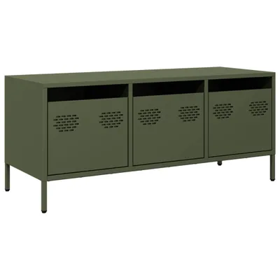 Produktbild von vidaXL TV-Schrank Olivgrün 101,5x39x43,5 cm Kaltgewalzter Stahl