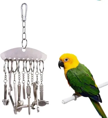 Produktbild von Edelstahl-Vogelglockenspiel, langlebig, 20 cm, geeignet für kleine Kakadus, interaktives Spielzeug