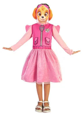 Produktbild von Skye Kostüm zur Verkleidung für Mädchen, offizielles Paw Patrol (Größe 3—4 Jahre) mit Maske