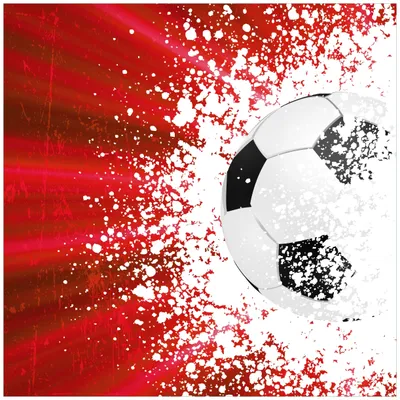Produktbild von Wallario Wandbild aus Acryl, 50 x 50 cm, freischwebende Optik - Fußball - Splashing Design in rot