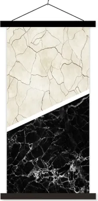 Produktbild von MuchoWow® Textilposter Marmor - Muster - Luxus 60x120 cm mit schwarzem Rahmen - Magnete