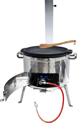 Produktbild von Utschak Set MultiFlame mit Holz und Gas befeuerbar mit Kazan 15L mit Deckel-Pfanne