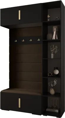 Produktbild von MEBLE KRYSPOL Inova 1 Möbelset Garderobe, 236,7x140x47cm - Schwarz, Manila 04, Gold