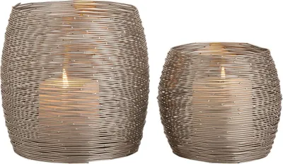 Zdjęcie produktu dla Srebrny zestaw lampionów do świec Paris 2 sztuki