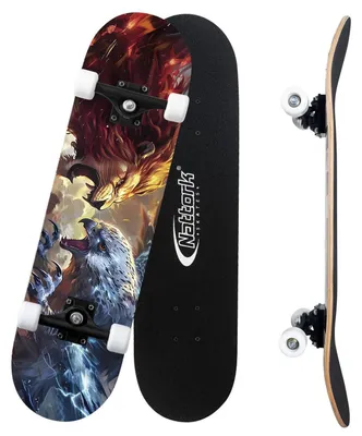 Produktbild von Komplettes Skateboard 31 Zoll 9-lagiges kanadisches Ahorn-Deck mit Schachbrettmuster, für Anfänger und Jugendliche