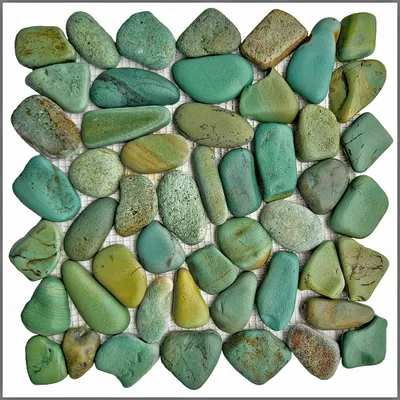 Produktbild von Exklusive Kieselstein-Mosaikfliese Green– 1 Mosaikfliese K-573 - Premium Naturstein für Wand & Boden