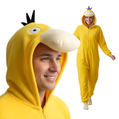 Produktbild von Pyjama Onesie Kigurumi Kostüm für Erwachsene Gelb Pokemon Psyduck XXXL: 195-205 cm