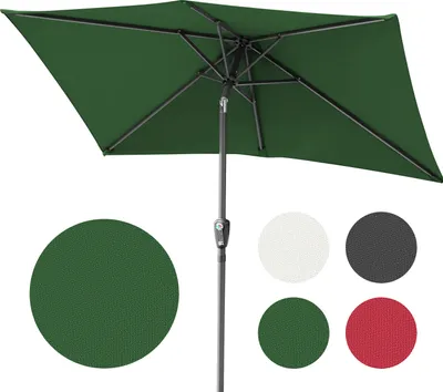 Image de Parasol Clanmacy rectangulaire, manivelle, pliable, en fer, pour balcon ou marché, inclinable, 1,4 x 2,1 m, vert