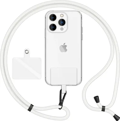 Produktbild von HoldMe Air Edition - Universal Lanyard mit 2 Pads & Karabinerhaken (matt-schwarz) - 160cm Handyband zum Umhängen -  Weiß