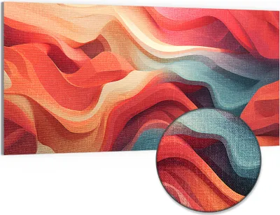 Produktbild von DEQOART Hybrid Leinwand Bild 100x50 cm 'Wogen der Harmonie' Wandbild Glas flach modern