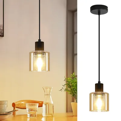 Produktbild von ZMH Pendelleuchte Esstisch Hängelampe Vintage Esstischlampe Hängend E27 Hängeleuchte Schwarz 1 Flammig Esszimmerlampe Retro Industrial Pendellampe für Wohnzimmer Hotel Büro (ohne Leuchtmittel)