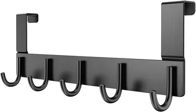 Produktbild von Türhaken, Türgarderobe zum Einhängen mit 5 Haken - kleiderhaken über Tür Ohne Bohren - Türhakenleiste für Kinderzimmer, Schlafzimmer und Überall Sonst mit Begrenztem Stauraum