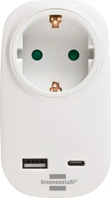 Obrázek produktu pro brennenstuhl® 1508210 Zásuvkový adaptér + USB nabíječka PD 1xUSB A,1x PD 18W, celkem:5V,3.400mA