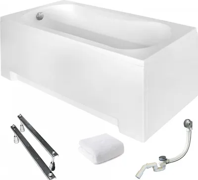 Produktbild von Aqua For You | Besco Badewanne Aria - 140x70 Cm - Weiße Verkleidung - Automatischer Siphon - Montageset Komplett