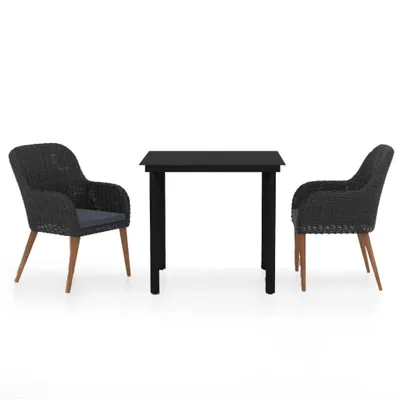 Immagine prodotto di vidaXL Set da pranzo da giardino 3 pezzi con cuscini, nero