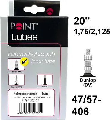 Produktbild von Point 20" Fahrradschlauch 20x1,75/2.125 - 47/57-406 - DV