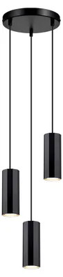 Image de Suspension ZMH, design moderne, forme ronde, 3 ampoules, luminaire suspendu, douille GU10, style industriel, métal, idéal pour salon, salle à manger, cuisine, chambre, couleur noire