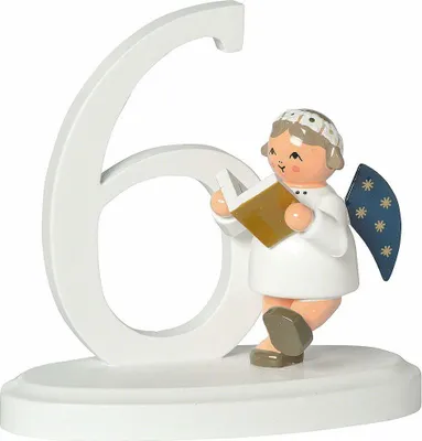 Obrázok produktu pre Miniatúrna figúrka anjela s číslom "6" ŠxHxV= 7x4x7cm NOVINKA