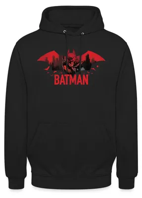 Produktbild von Spreadshirt Batman Mit Fledermäusen Und Rotem Batman-Logo Uni Hoodie, XL, Schwarz