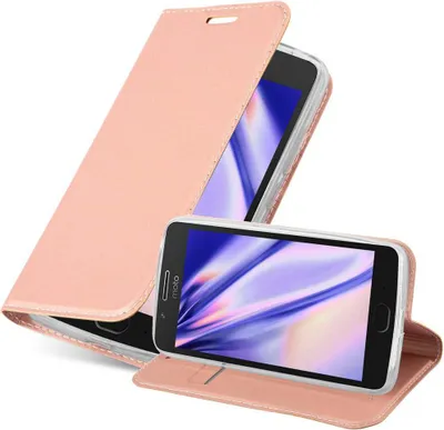 Produktbild von Cadorabo Handyhülle für Motorola MOTO G5 Schutz Hülle in Rosa Cover Etui Book Case Booklet