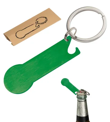 Produktbild von Schlüsselanhänger mit Einkaufschip,Flaschenöffner,Schlüsselring / Farbe: grün