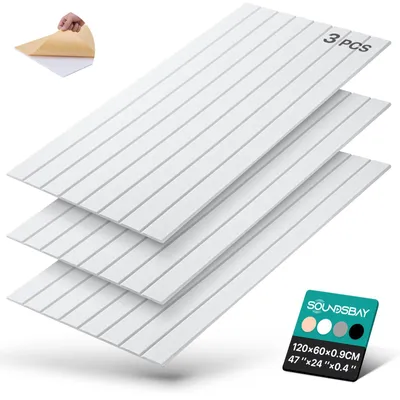 Productafbeelding van Akoestische panelen 2,16 m², 3 stuks, 120 x 60 x 0,9 cm, wit, wanddecoratie