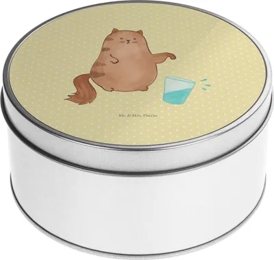 Produktbild von Mr. & Mrs. Panda Dose Katze Wasserglas - Gelb Pastell - Geschenk, Aufbewahrungsdose, Katzensouvenirs, Vorratsdosen, Witzig, Cat, Keksdose, Katzen, Vorratsdose, Cats