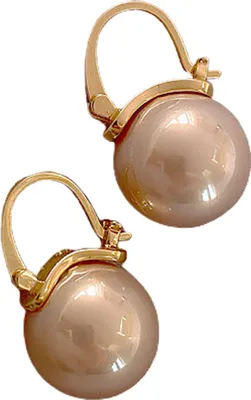 Produktbild von 1 Paar Damen-Ohrringe, Imitationsperle, kontrahiert, Vintage, elegante, geometrische Ohrhänger als Geschenk-Sekt