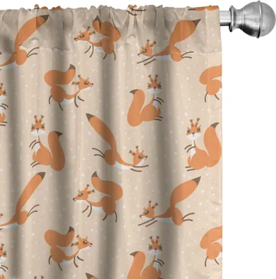 Produktbild von ABAKUHAUS Eichhörnchen Vorhänge, Gardinen, Kleine Eichhörnchen unter Schneefall Fluffy Nagetier Wildlife Winterzeit, 2 Stück 75 x 225 cm, Peach Orange Braun
