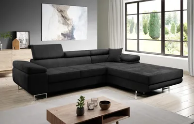 Produktbild von FurMeb24 ECKSOFA LAZZANO MONOLITH 95 - rechte seite - GRAPHIT - mit schlaffunktion und bettkasten