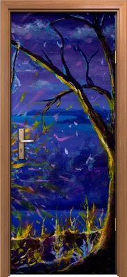 Produktbild von Türposter 80x200 cm Türaufkleber Türtapete Türfolie Klebefolie Kunst Paar auf einer Schaukel im Wald